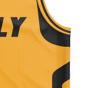 <b>Mens</b> Breathable Mesh Reversible Basketball Jersey Customized V-neck Polyester Basketball Apparel Yellow Black Design Plus Size - Product Image 5