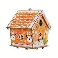 Kit de puzzle 3D en bois personnalisé pour peinture diamant, thème cabane de Noël en forme de maisonnette de pain d'épices, pour artisanat et décoration, vente en gros