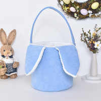 Vente en gros de paniers cadeaux de Pâques Sherpa avec oreille de lapin panier de Pâques en velours côtelé pour enfants