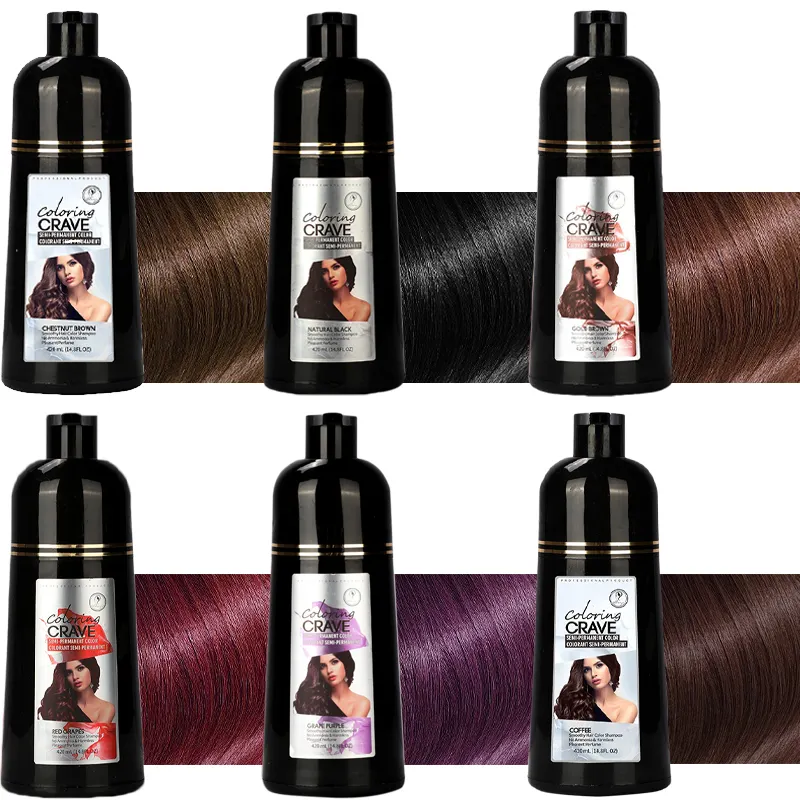 3 in 1 bottiglia istantanea da 500ml capelli bianchi giapponesi crema di colore nero shampoo colorante per capelli marrone scuro