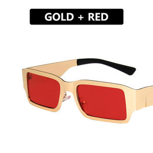 Lucky Punk Modern Man Small Frame Square Y2k Custom Steel <strong>Skin</strong> Personalized Hip Hop Fashion Women's Metal Sunglasses - Product Image 5