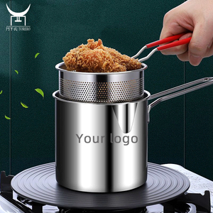 Olla freidora de acero inoxidable 304 con cesta para freír, cesta coladora de pasta para papas fritas, mini olla para tempura - Product Image 1