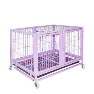 Büyük özel ağır evcil hayvan kafesi taşıyıcılar ev kedi kafesi ile tekerlek <span class=keywords><strong>Pet</strong></span> demir kafes plastik tepsi ile - Product Image 5