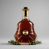 Bouteille gaufrée 700 ml en verre super flint avec logo couleur personnalisé pour spiritueux, whisky, liqueur, acceptant l'emballage personnalisable, vente en gros directe usine
