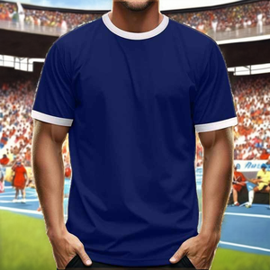 T-shirt à manches courtes rouge et rose personnalisé en gros pour HOMMES Coupe classique 180 grammes Tricoté Respirant Motif uni Design vierge - Product Image 3