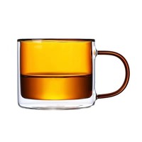Tasse à café en verre borosilicate double couche avec poignée Design vintage isolé pour la maison ou la rentrée scolaire
