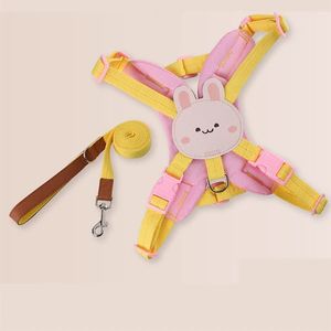 Cartoon Pet Harness and Leash Set Adjustable Polyester Breathable Dog Vest <b>Chest</b> Strap for <b>Small</b> Medium Dogs Puppy Walking - Product Image 2