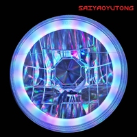 Phare rond LED RGB de 5 pouces, nouveau modèle semi-étanche avec ampoule H4 de 55W, phare automobile