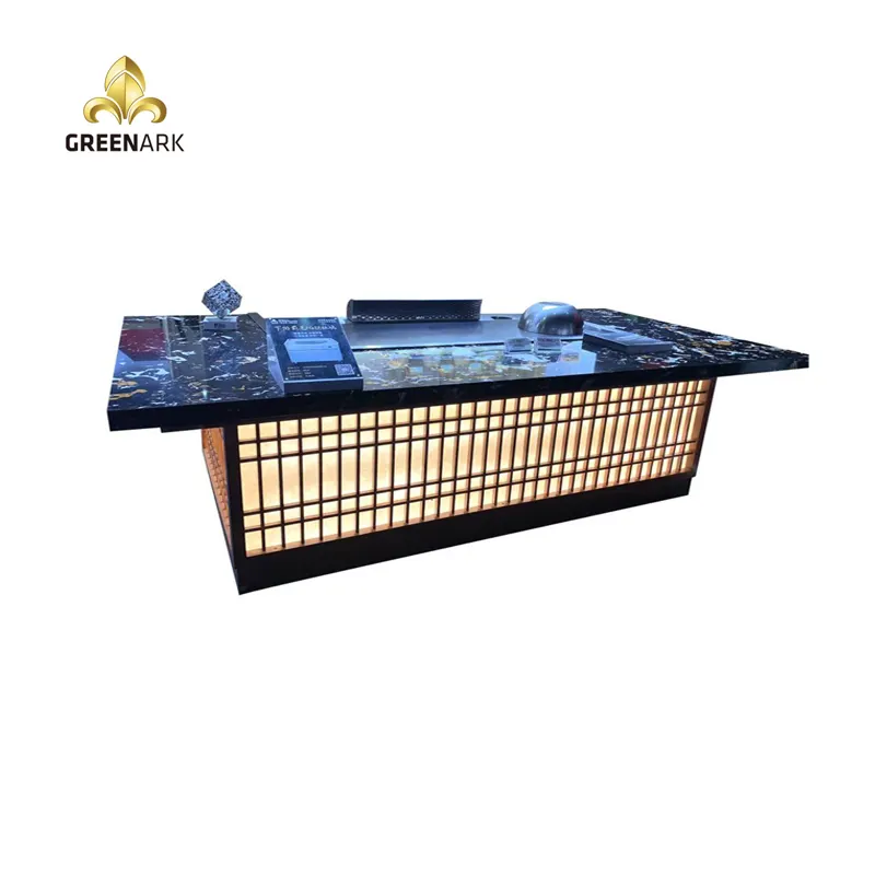 7 Seats Rectangle Teppanyaki Grill Table with Luxury Decoration