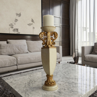 Bougeoir en forme de vase en résine blanche antique Accents dorés pour la décoration de Noël Comprend d'autres lanternes de bocaux à bougies