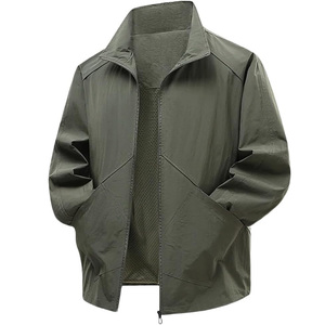 Chaqueta Impermeable Ligera de Poliéster y Algodón para Hombre, Cuello en V, Cortavientos, Cremallera Resistente, Transpirable, Chaqueta de Exterior para Hombre - Product Image 4