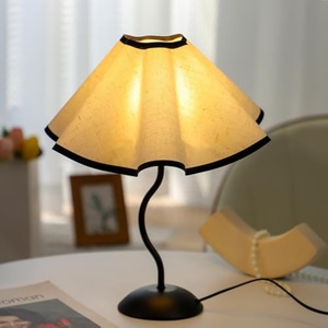 Warm Bedside Nightstand <strong>Lamp</strong> Retro <strong>Tall</strong> Table <strong>Lamp</strong> with Fabric Shade Traditional Desk <strong>Lamp</strong> Black Base for Bedroom <strong>Living</strong> <strong>Room</strong> - Product Image 1