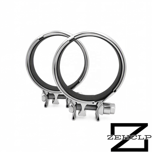 Abrazadera de escape de doble tubo de acero inoxidable 304 al por mayor, con unión a tope, pulido espejo, para alta temperatura, conexión de tubería de convertidor catalítico, hermética para gases - Product Image 3