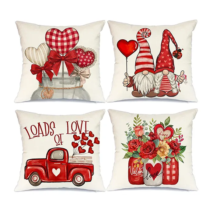 Promotional Cheap High Quality valentines Sublimation Cotton Polyester Custom Design Campaign Throw valentines Pillow Cover