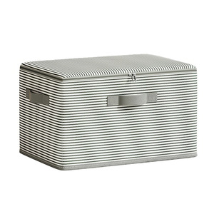 다용도 패브릭 의류 보관함 침대 밑 스트라이프 접이식 박스 뚜껑이 있는 접이식 보관함 - Product Image 1
