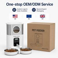 Vente en gros de distributeur automatique de nourriture pour animaux de compagnie portable de 5 L avec deux bols en acier inoxydable, écran LCD, vente directe d'usine