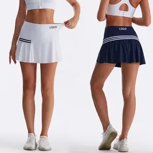Hot Selling Mid-Waist Breathable Shorts Lightweight Pleated Tennis Skirt With Quick-Dry Striped Design For Women's Gym Workouts