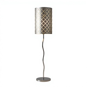 Lampe de sol LED moderne avec abat-jour en verre blanc en forme de cloche, base en métal ondulé, base E26, installation facile pour usage résidentiel - Product Image 1