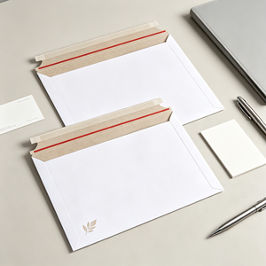 White Rigid Mailer Self Seal Tear Strip 250g White Lined Chipboard Cardboard <b>Envelope</b> Stock Custom Logo <b>for</b> Document Shipping - Product Image 5