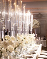 Vente en gros, chandelier 9 bougies en verre pour événement, candélabres en cristal hauts, décoration de table de mariage