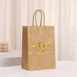 Wholesale Shopping Kraft Gift Paper <b>Bags</b> Back With Handles Hot Stamping Thank You Paper <b>Bags</b> With Your Own Logo - Product Image 2