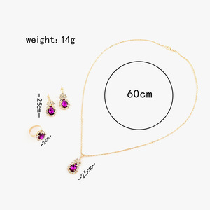 2024 mode vente délicate goutte d'eau strass collier boucles d'oreilles <span class=keywords><strong>bague</strong></span> ensemble <span class=keywords><strong>de</strong></span> bijoux - Product Image 6