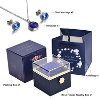 Coffret de bijoux à fleur éternelle rotative pour anniversaire - Coffret de roses haut de gamme avec collier personnalisé