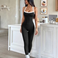 Combinaison de yoga à dos croisé pour femmes - Tenue de sport pour la course à pied et la salle de sport, combinaison intégrale en nylon/spandex, séchage rapide, extensible dans les quatre sens, respirante