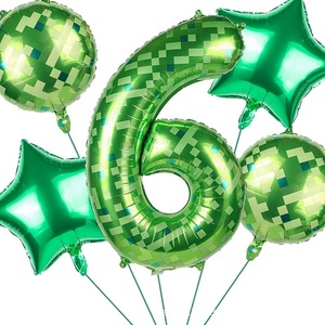 Nuevos Globos Digitales Verdes de 40 Pulgadas con Diseño de <span class=keywords><strong>Minecraft</strong></span>, Globos Temáticos para Fiestas Infantiles, Globos de Aluminio al por Mayor - Product Image 1