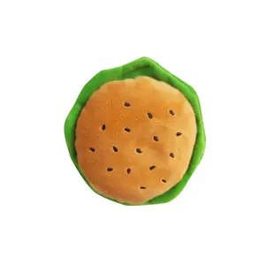 Vendita calda personalizzato squittio Pet masticare giocattolo Set hamburger di pan di zenzero peluche cane masticare giocattolo