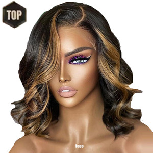 Vente Flash Perruque Courte Bouclée <span class=keywords><strong>Dégradé</strong></span> Marron <span class=keywords><strong>Cheveux</strong></span> Ondulés Moelleux et Doux Style Brésilien Vietnamien en Stock - Product Image 1