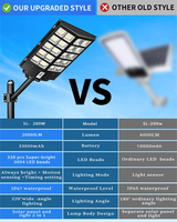 Vente flash : lampadaire solaire LED IP67, matériau ABS+aluminium, télécommande, capteur de lumière, 100/200/300W, 12 heures d'autonomie, utilisation routière