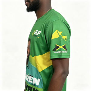 T-shirt de campagne personnalisé décontracté Warren Newby JLP Parti Labour Jamaïcain, en polyester à séchage rapide, vêtement politique pour les élections - Product Image 3