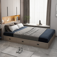 Vintage-Stil Massivholz-Leder-Doppelbett 1,8 Meter - Amerikanisches Luxusbett mit französischem Retro-Stil und weich gepolstertem Kopfteil