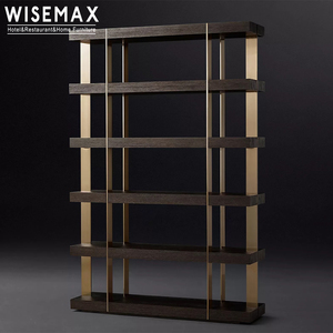 WISEMAX FURNITURE Bibliothèque en bois en acier inoxydable Vitrine pour <span class=keywords><strong>salon</strong></span> Décoration murale Armoire de sol Lecture Home <span class=keywords><strong>Bar</strong></span> - Product Image 3