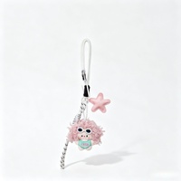 Porte-clés mignon personnalisé en peluche avec mousqueton, pendentif de sac à cheveux bouclés et duveteux, figurine de dessin animé Kawaii, breloque étoile en peluche douce pour sac à dos