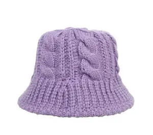Vente en gros, haute qualité, personnalisé avec Logo, chapeaux pour femmes, tricot doux, chaud, hiver, chapeau seau de pêcheur thermique tendance