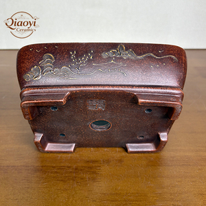 Piccolo Vaso Rettangolare per Bonsai in Ceramica <span class=keywords><strong>Viola</strong></span>, Vaso per Fiori Intagliato e Dipinto a Mano con Motivi Raffinati, Stile Vintage per <span class=keywords><strong>Giardino</strong></span> - Product Image 6