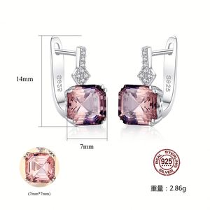 Classic Style Fine 925 <b>Silver</b> Jewelry Set Women Asscher Cut Cubic Zirconia Box <b>Chain</b> Necklace <b>Earrings</b> Party Engagement Gift - Product Image 6
