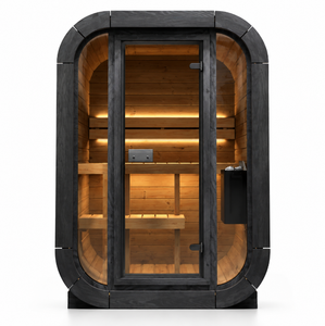Cabina de Sauna de Vapor de Madera de Lujo para Exteriores, Acabado Negro, Sauna Doméstica para el Jardín, para Recuperación Física y Relajación - Product Image 2