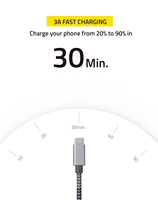 Câble USB-C vers USB-C en alliage d'aluminium et gaine en nylon, vente en gros d'usine, câble de charge rapide Type-C vers Type-C 3A 60W 1m pour téléphone