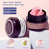 Gel de construction solide sans HEMA SAGALAGA avec logo personnalisé, rose doux, non collant, pour extension d'ongles, sculpture 3D, fourniture en gros pour salon