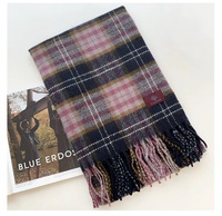 Fabricant d'écharpes à carreaux personnalisées avec logo OEM, écharpes en pashmina douces et chaudes pour l'hiver, écharpes à franges personnalisées en gros pour femmes