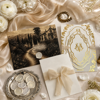 Élégantes cartes d'invitation de mariage florales avec dorure à chaud et enveloppes pour cérémonie de mariage, fête prénuptiale et événements formels
