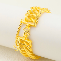 Z H Bracelet unisexe tendance de 20 cm, plaqué or 24 carats, chaîne cubaine Miami géométrique, style hip-hop, en laiton, cadeau