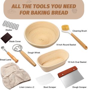Hot Customized Handmade Bread Proofing Basket Rattan Basket Bread Fermentation Basket <b>Set</b> for <b>Baking</b> - Product Image 4
