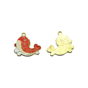 Colgante de aleación con diseño de pez Koi estilo chino, rojo con texto chino, regalo para hacer joyas DIY, accesorio de moda unisex - Product Image 3