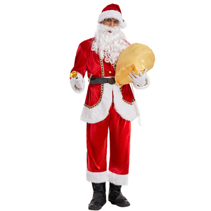Costume <span class=keywords><strong>de</strong></span> Père Noël pour homme adulte, ensemble <span class=keywords><strong>de</strong></span> vêtements en velours rouge, pantalon, tenue <span class=keywords><strong>de</strong></span> scène, taille plus, vente en gros en stock - Product Image 6