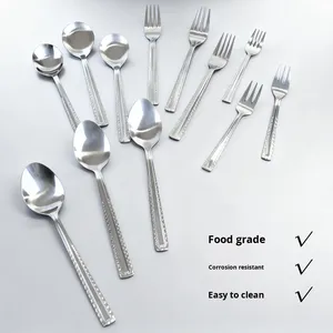 Cổ điển Thép không gỉ bảng muỗng đặt ren chỉ trà bánh ngã ba Đảng ren bữa ăn ren ngã ba - Product Image 4