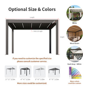 Pérgola de Aluminio Motorizada para Jardín Exterior, Moderna, Impermeable, con Techo de Láminas, <span class=keywords><strong>6X3</strong></span>, <span class=keywords><strong>Precio</strong></span> de Fábrica - Product Image 3